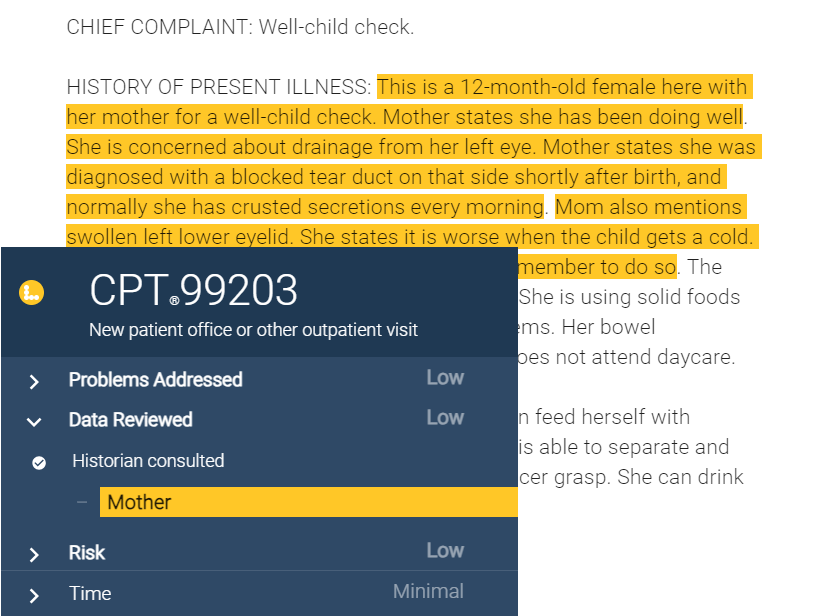 Including highlights from the medical record.